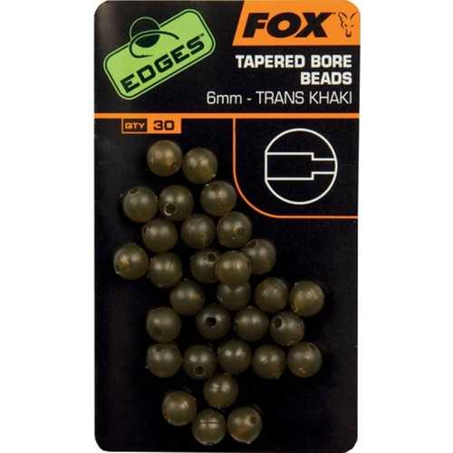 FOX Edges - Tapered Bore Beads Trans Khaki 6 mm