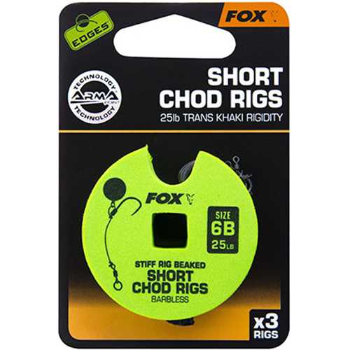 FOX Edges - Stiff Chod Rig Short BarblessTrans Khaki Größe 6 und 8