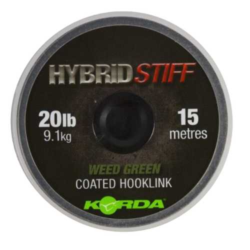 Korda - Hybrid Stiff Coated Hooklink Weed Green und Gravel Brown 20 Lb - 15 m