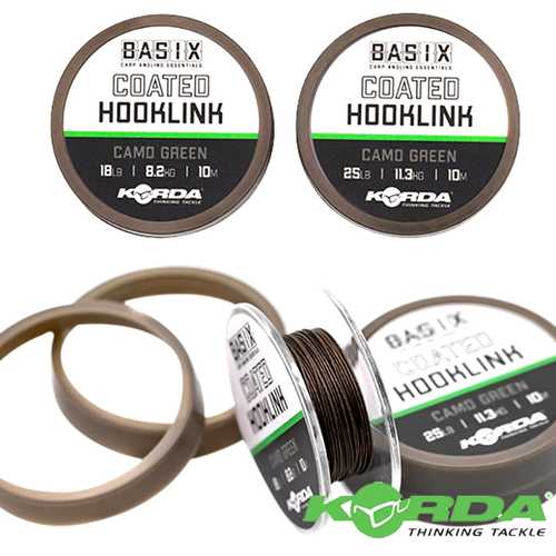 Korda Basix - Braided Hooklink Camo Green 18 lb - 10 m