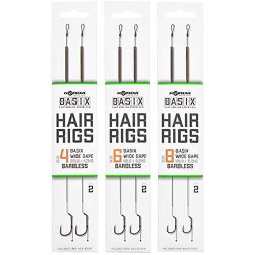 Korda Basix - Hair Rigs Barbless - Größe 4, 6, und 8