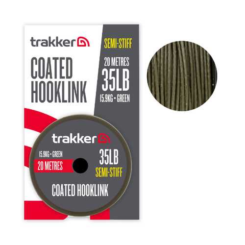 trakker - Semi Stiff Coated Hooklink 35lb /15,9kg /20m / Green