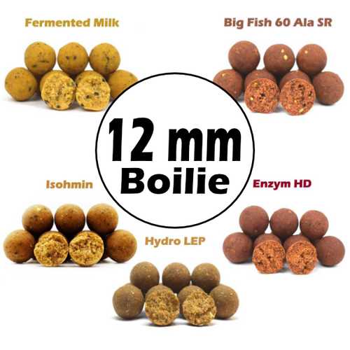 12 mm Boilie alle 5 Sorten zur Wahl Enzym HD, Hydro LEP, Isohmin, Big Fish 60 Ala SR & Fermented Milk