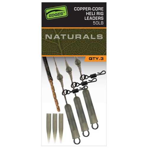 Fox Edges Naturals Copper-Core Heli Rig Leaders 3 x