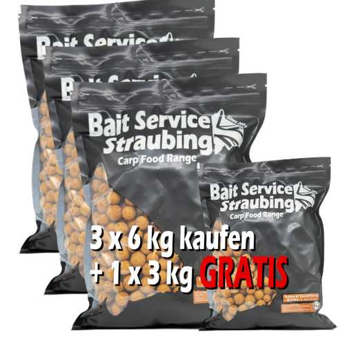3 + 1 Gratis Deal - 3 x 6 kg Boilie Natural Squidberry - 18, 20 und 24 mm + 1 x 3 kg Natural Squidberry GRATIS