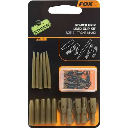 FOX Edges - Power Grip Lead Clip Kit Trans Khaki Size 7