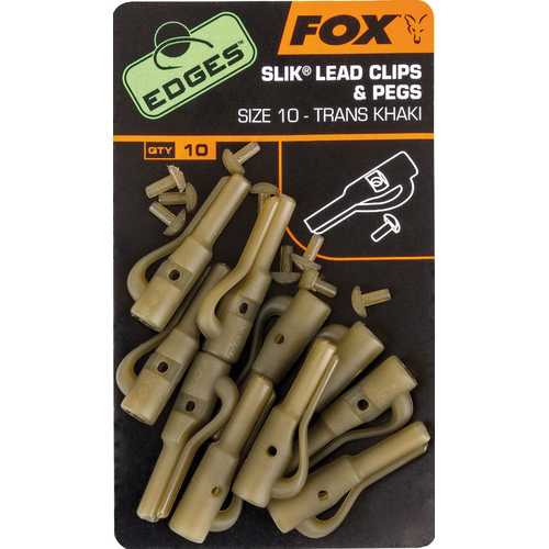 FOX Edges - Slik Lead Clips & Pegs Trans Khaki Size 10